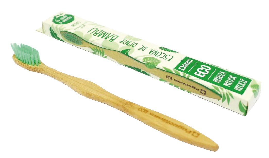 Escova de dentes de bambu. Pague Menos, paguemenos.com.br. (R$ 22,99)