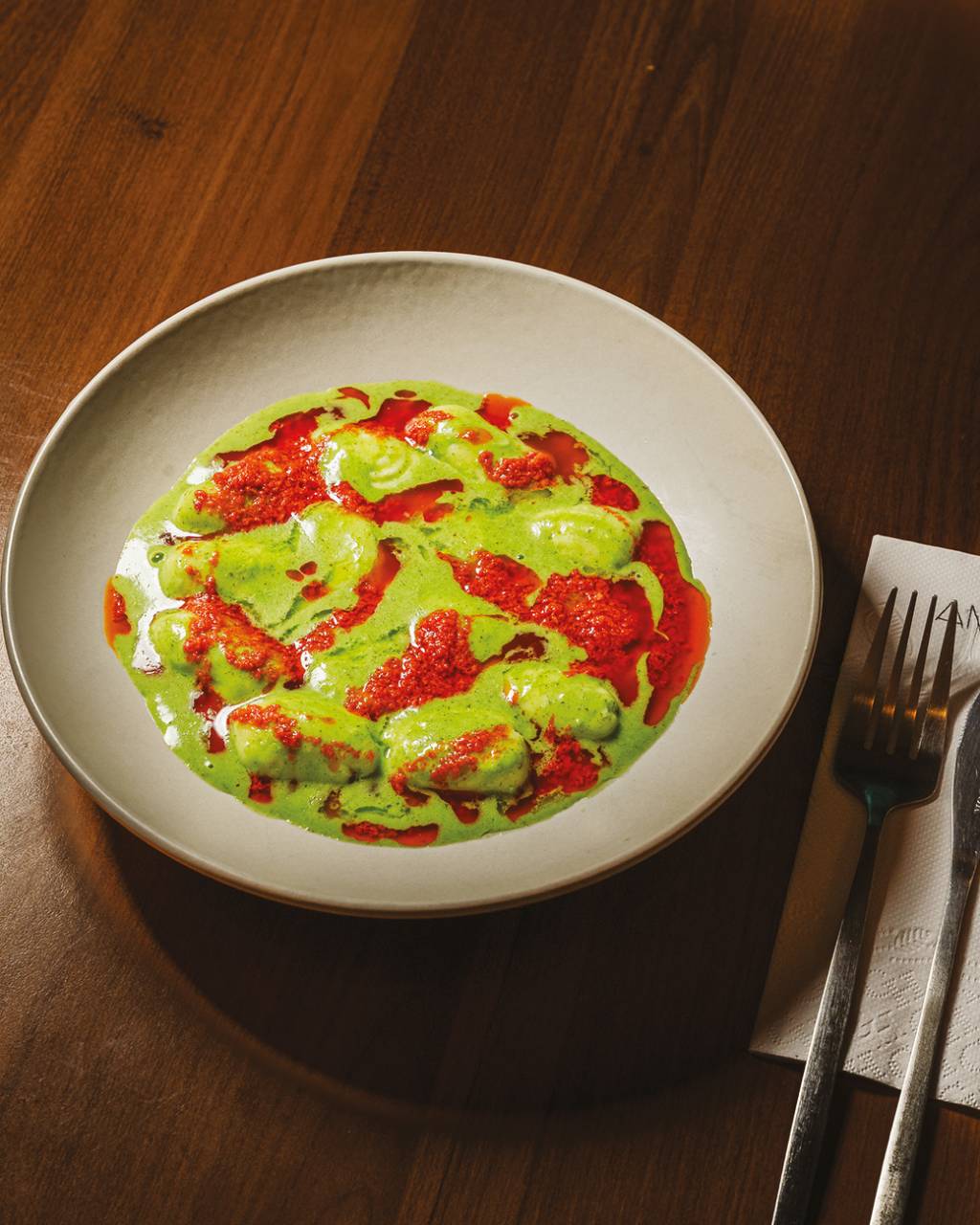 amana Ricota, espinafre e pesto de pistache