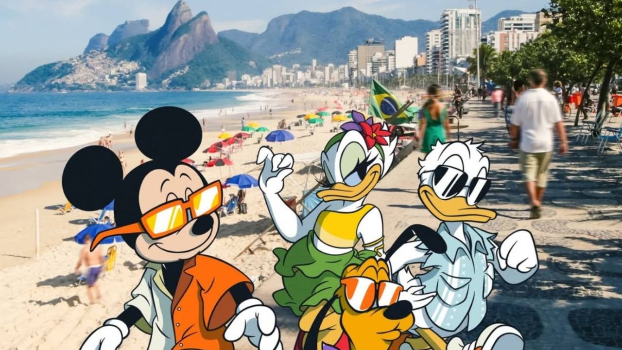 Micley e outros personagens da Disney visitam pontos turísticos do Rio
