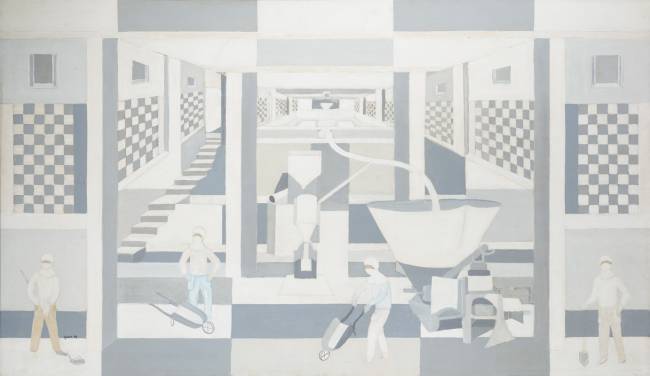 Djanira Processamento da cal, 1973 óleo sobre tela_crédito Jaime Acioli_135220.jpg Pintura de gênero: tela Processamento da Cal retrata trabalhador brasileiro