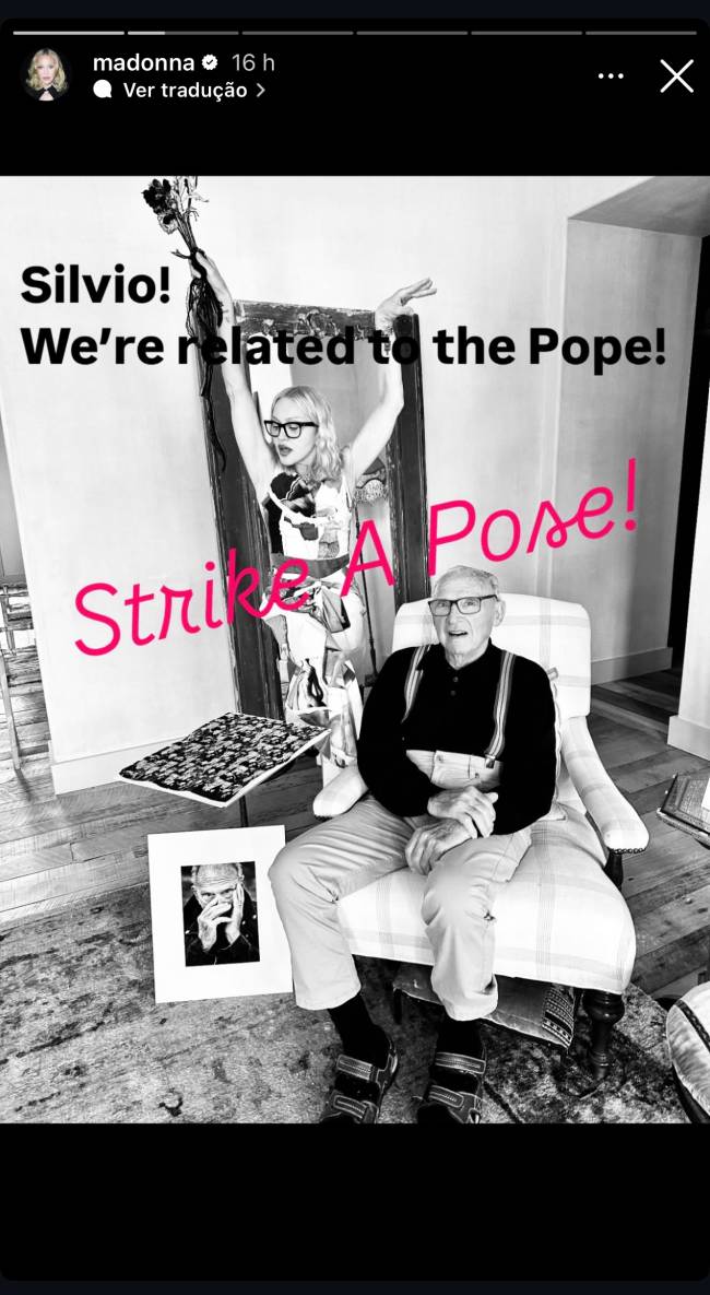 Screenshot Madonna posta sobre parentesco com Papa Leão XIV