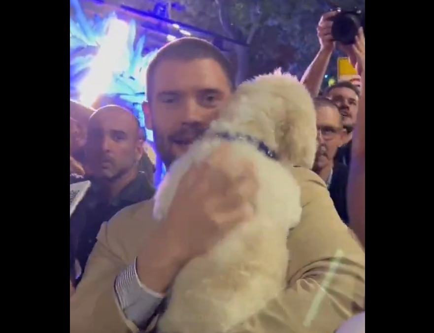 O ator David Corenswet com o Krypto brasileiro