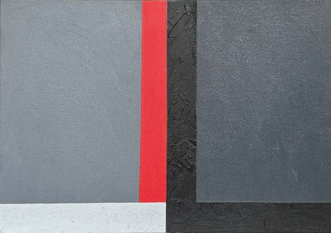 OBRA 1_S Título_2017_Acrílica sobre tela_39 x 54 cm (1).jpg Cores sóbrias: e linhas retas são características do traço do pintor carioca