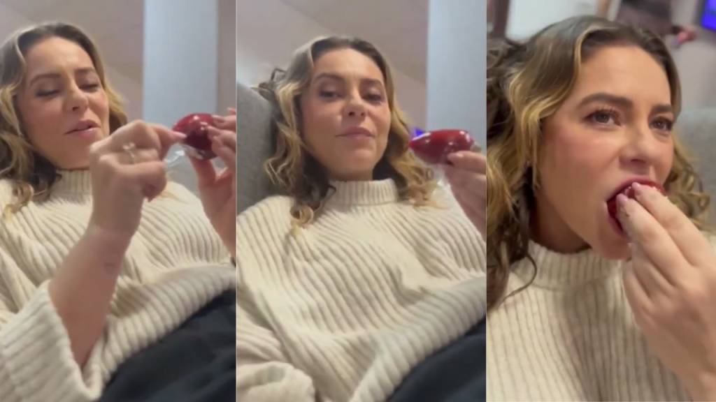 Após Taís Araujo recusar, Paolla Oliveira prova (e aprova) morango do amor