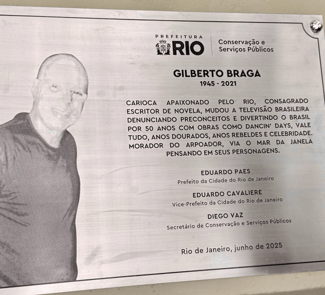 Placa Gilberto Braga Placa Gilberto Braga