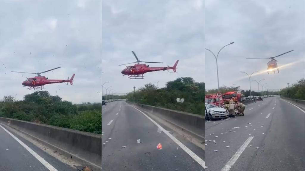 Helicóptero pousa na Linha Vermelha para resgatar ferido. Veja o vídeo!