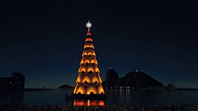 À altura da paisagem, árvore de Natal de 80m leva luz à Enseada de Botafogo