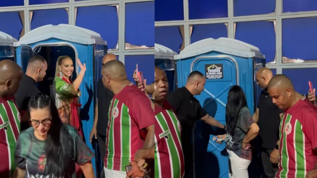 Em ensaio de rua da Grande Rio, Virgínia causa tumulto em banheiro químico