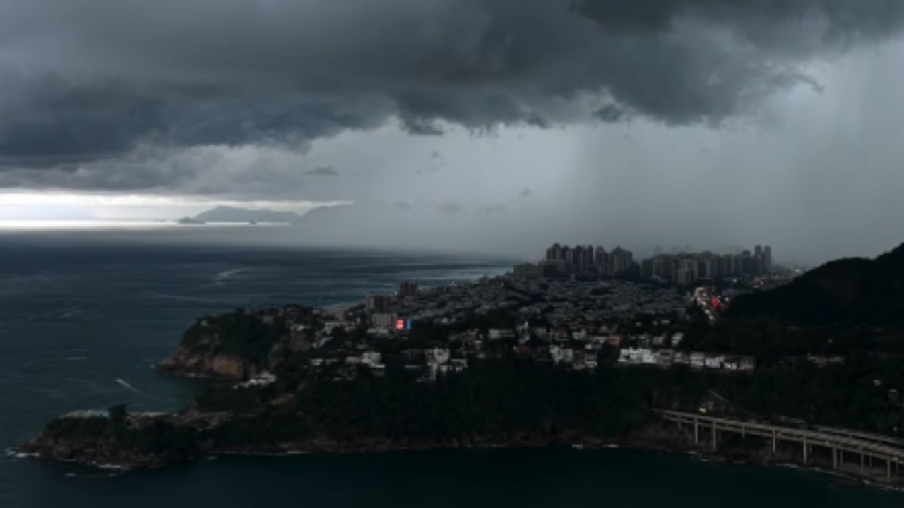 Tempestado no Rio: Bruno Boni sobe drone e faz imagens impressionantes