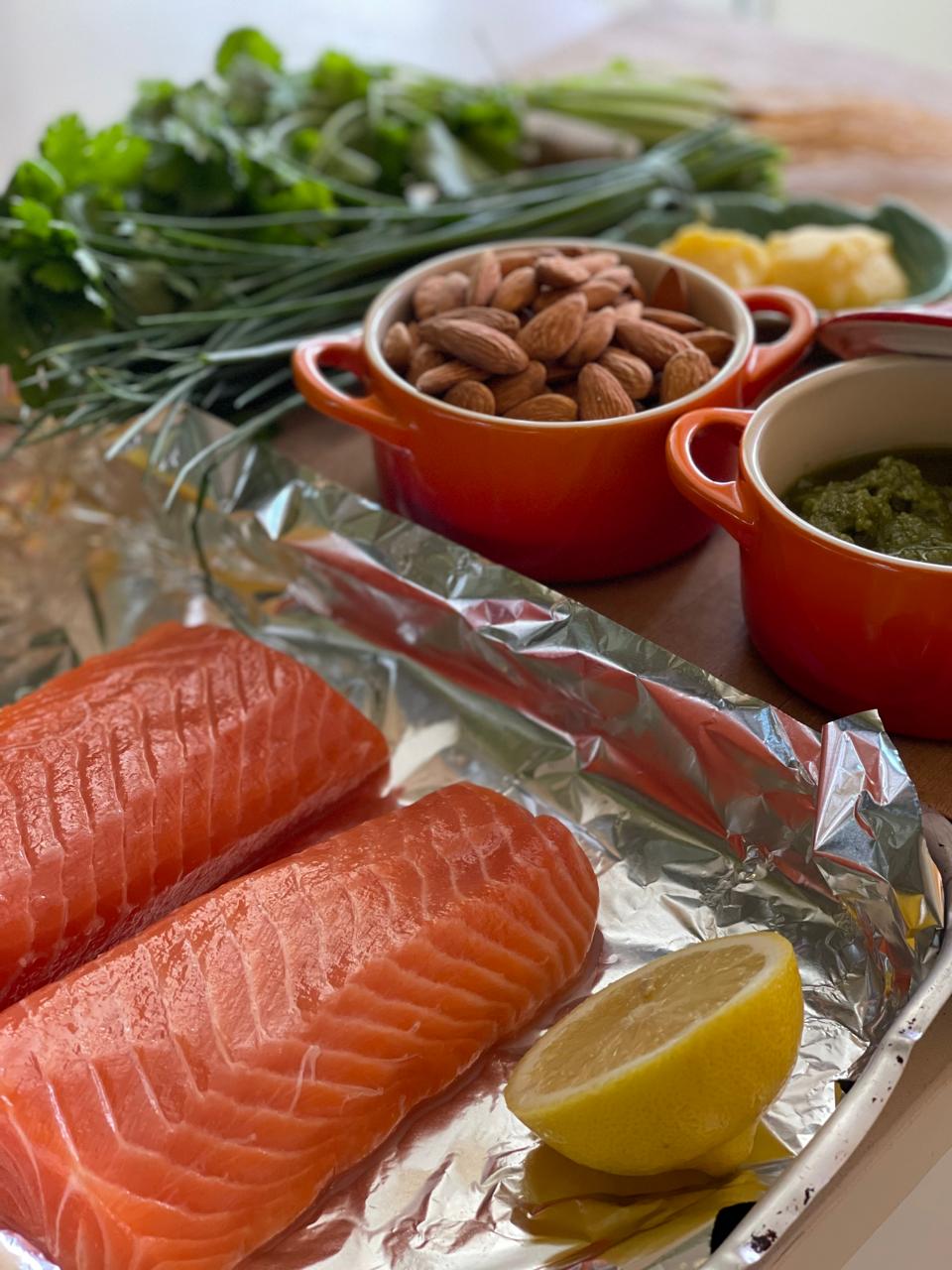 Ingredientes do Salmão com Crosta de Ervas