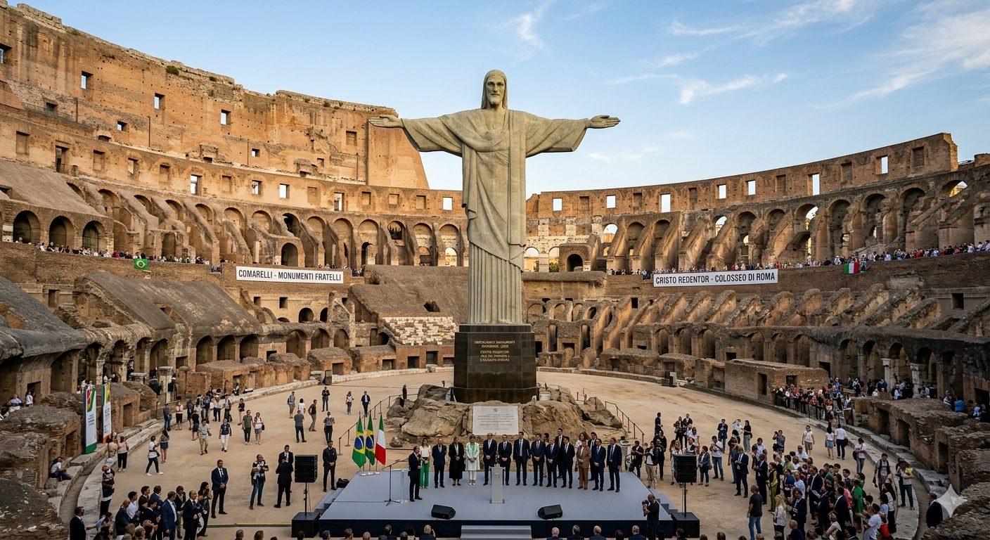 Cristo Redentor e Coliseu entram em um relacionamento sério  